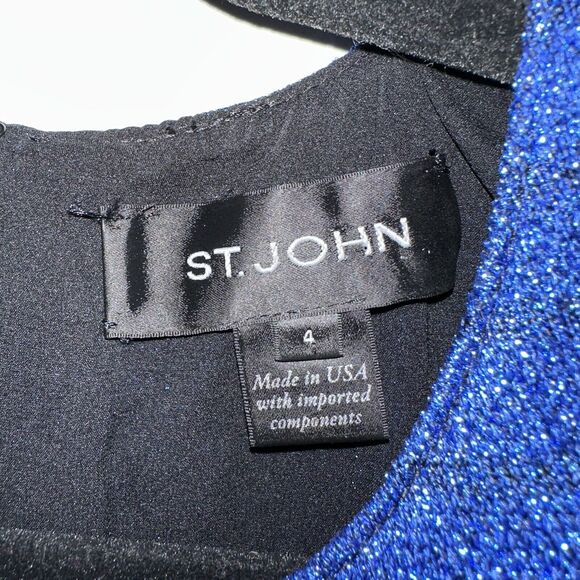 St. John Women’s Sparkle Knit Sheath Dress stretchy Blue Size 4 - Picture 4 of 5